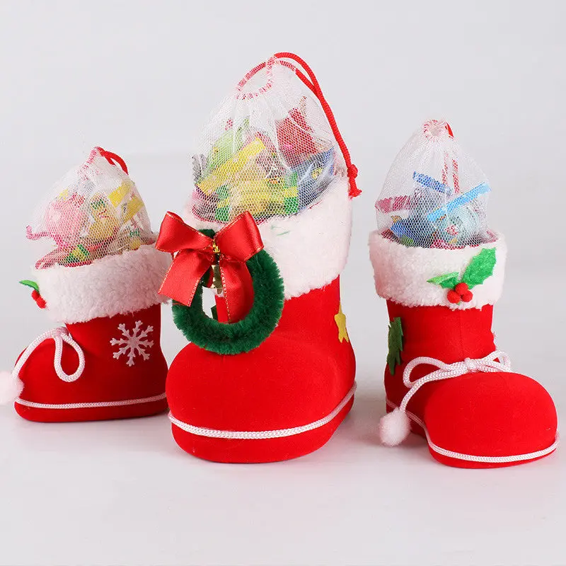 Year Christmas Tree Decoration Plush Cloth Boots Shaped Candy Gifts Bags Home Table Ornaments Supplies 91775 3