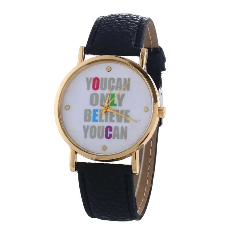 You Can Only Believe You Can Letter Watch Leather Women Watches Fresh Style Woman Wristwatch Dress Watch 1