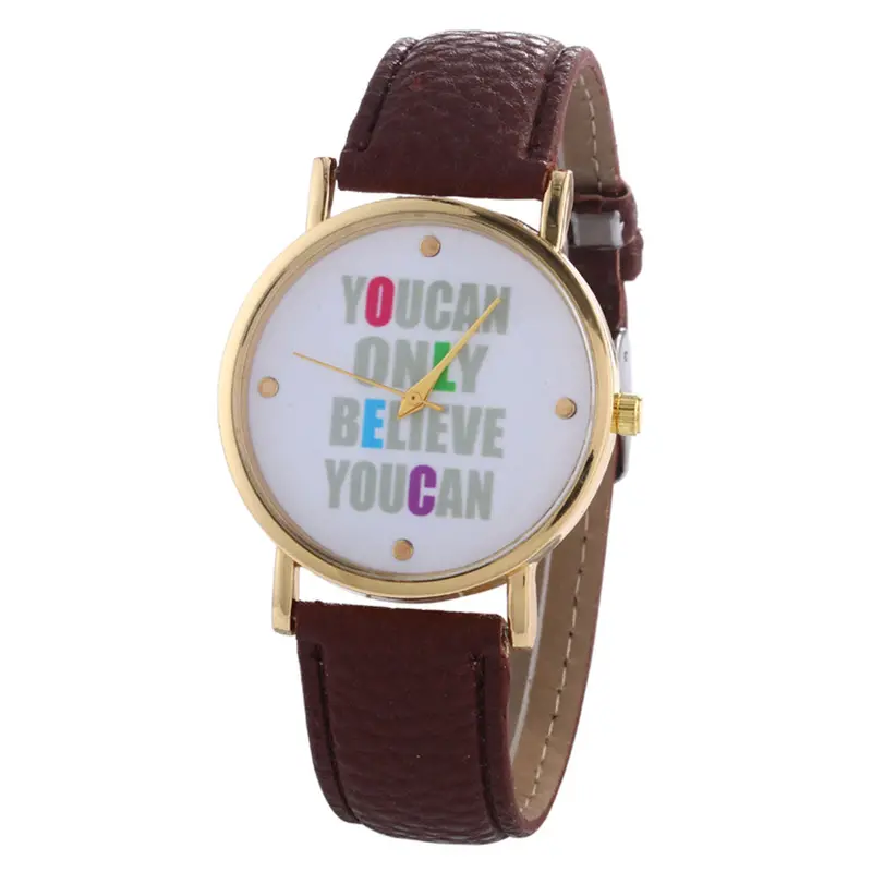 You Can Only Believe You Can Letter Watch Leather Women Watches Fresh Style Woman Wristwatch Dress Watch 3