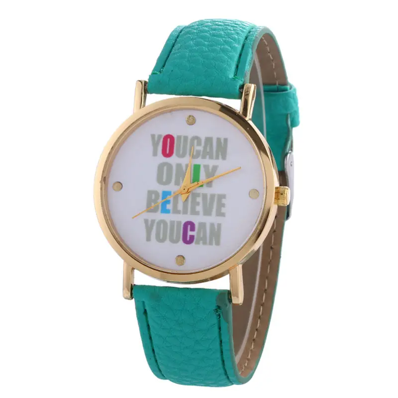You Can Only Believe You Can Letter Watch Leather Women Watches Fresh Style Woman Wristwatch Dress Watch 4