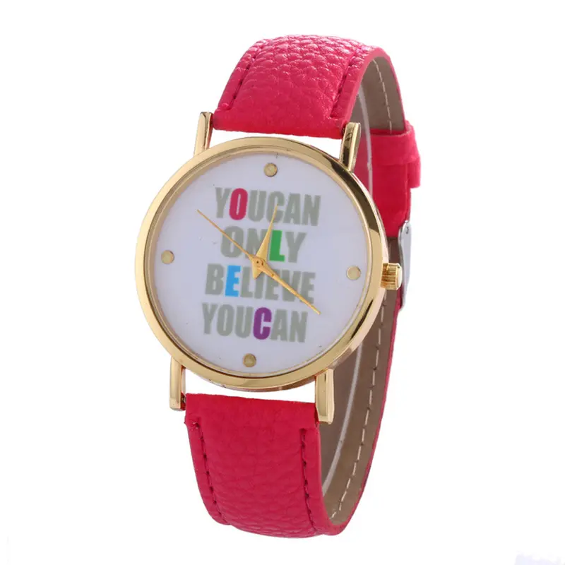 You Can Only Believe You Can Letter Watch Leather Women Watches Fresh Style Woman Wristwatch Dress Watch 5