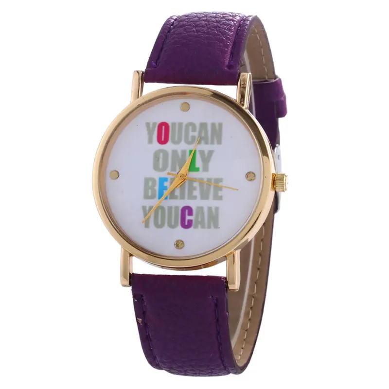 You Can Only Believe You Can Letter Watch Leather Women Watches Fresh Style Woman Wristwatch Dress Watch 7