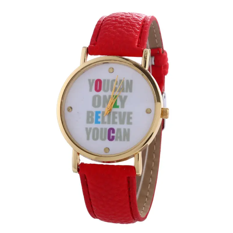 You Can Only Believe You Can Letter Watch Leather Women Watches Fresh Style Woman Wristwatch Dress Watch 8