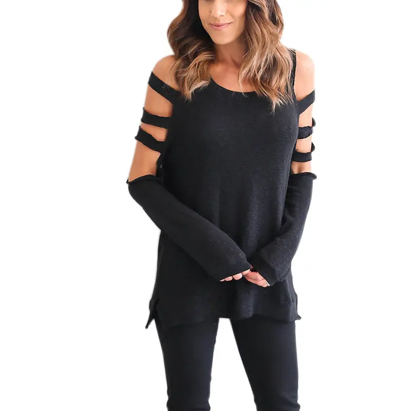 Young Girls' Scoop Neck Hollow Out Long Sleeved Cotton Tops Shirts Plus Size Casual Solild Bottoming Blouse Blusa Lx136 10