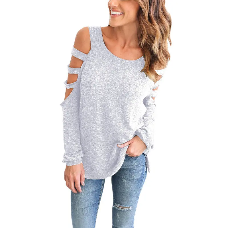 Young Girls' Scoop Neck Hollow Out Long Sleeved Cotton Tops Shirts Plus Size Casual Solild Bottoming Blouse Blusa Lx136 5
