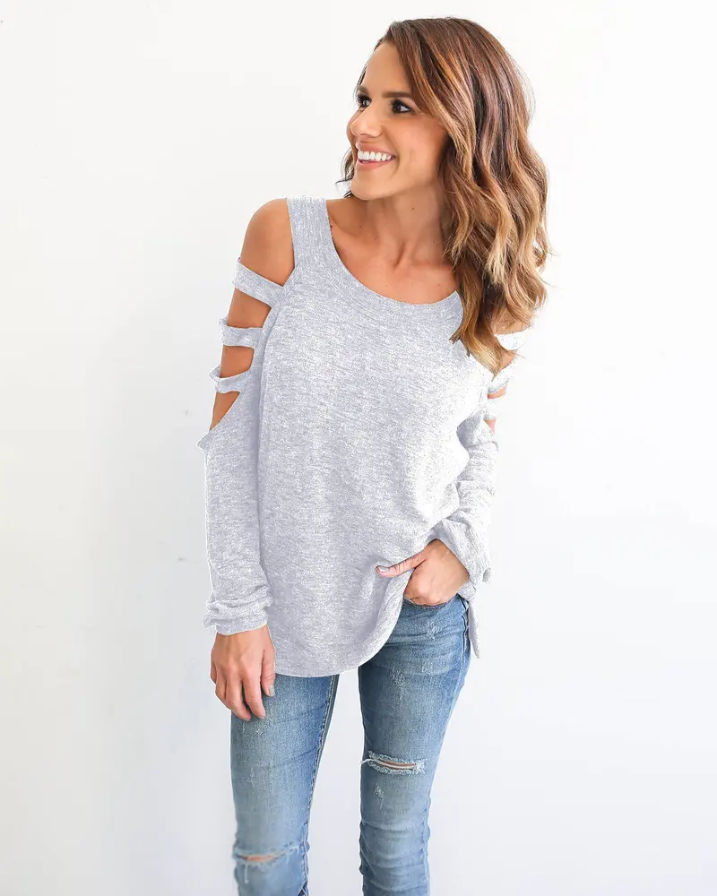 Young Girls' Scoop Neck Hollow Out Long Sleeved Cotton Tops Shirts Plus Size Casual Solild Bottoming Blouse Blusa Lx136 9