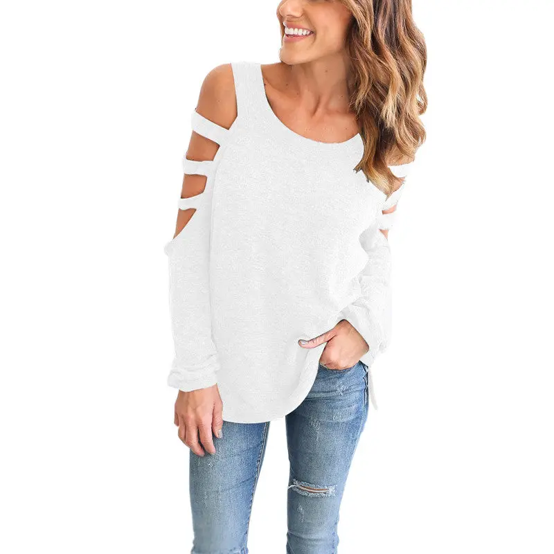 Young Girls' Scoop Neck Hollow Out Long Sleeved Cotton Tops Shirts Plus Size Casual Solild Bottoming Blouse Blusa Lx136 9