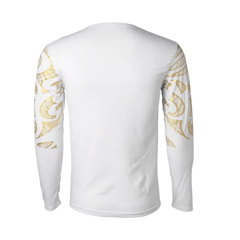Youngo-Neck Trend Long Sleeveslim Fit Cotton Dragon Pattern Printed Casual Tops T-Shirt 5