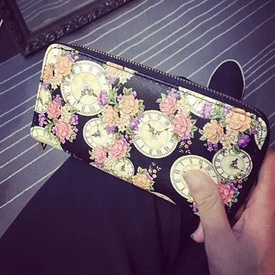 Zipper Long Design Purses Clutch Wallet Floral Vintage Women Wallet Purse Long Wallets Carteira Feminino 1