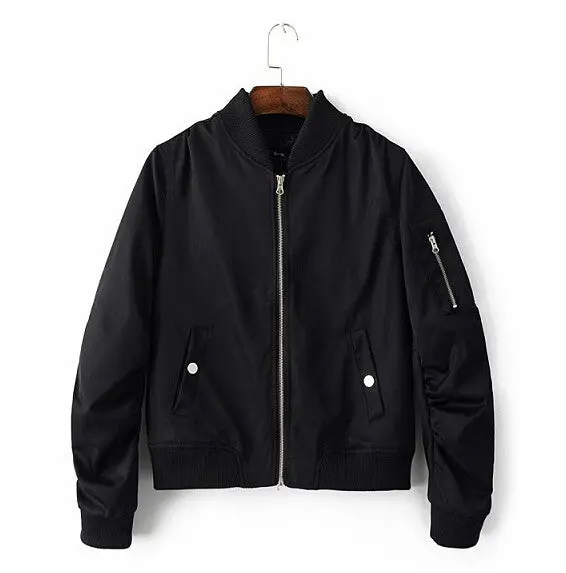 Zipper Pocket Elastic Sleeve Pilots Jacket Harajuku Women Thinc Bomber Jacket Coat Pilots Outerwear 6 Colors 1