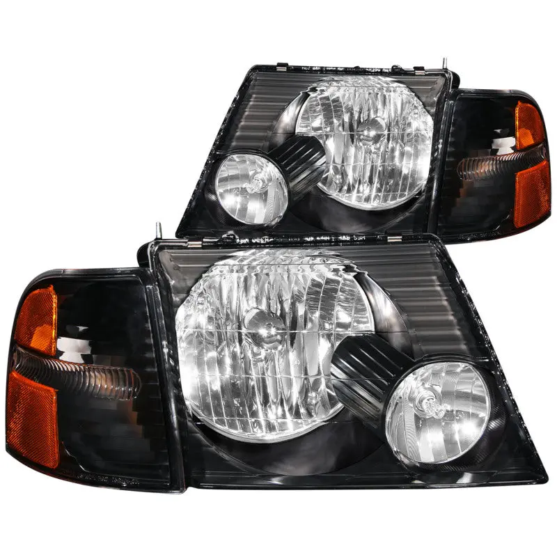 Anzo Crystal Headlight Assembly For 2002–2005 Ford Explorer – Black Housing With Integrated Corner Lights, 2-Piece Set 1