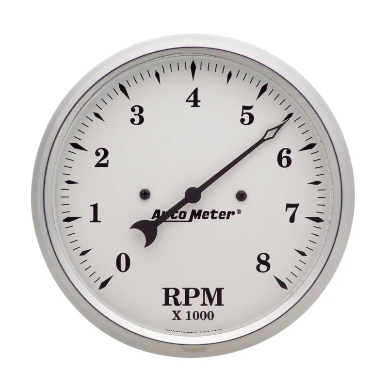 Autometer 5 Inch 8000Rpm In-Dash Old Tyme Tachometer - White 1