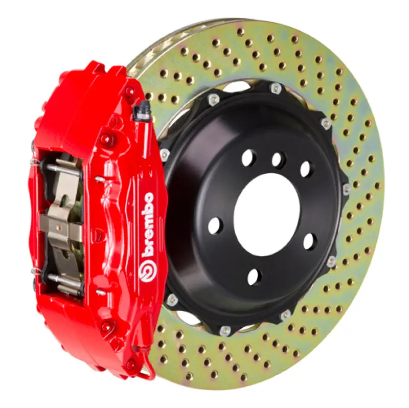 Brembo 03-06 G35 Sedan/G35 Coupe/03-08 350Z Fr Gt Bbk 4 Pist Cast 2Pc 332X32 2Pc Rotor Drilled-Red 1