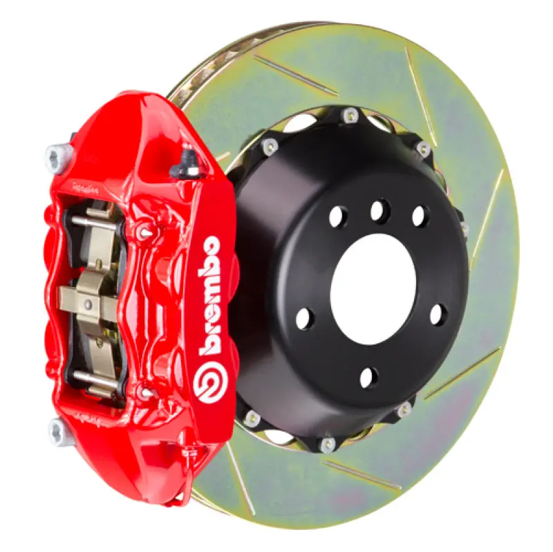 Brembo Gt Rear Brake Kit – 2012–2017 Bmw M5 (F10), 380X28Mm Slotted Two-Piece Rotors, Red Calipers 1