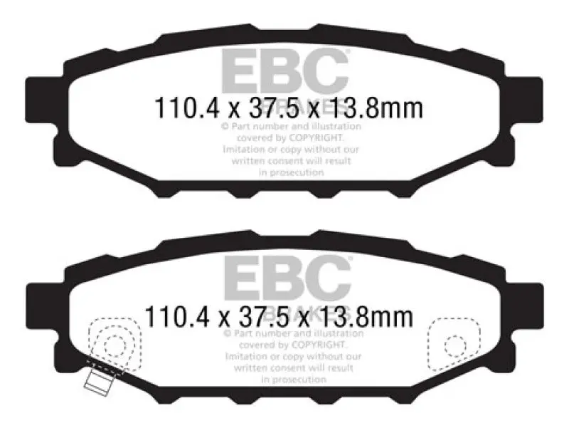 Ebc Yellowstuff Rear Brake Pads For 2012+ Subaru Brz (2.0L, Solid Rear Rotors) 1