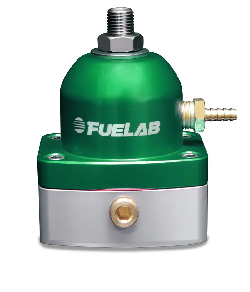 Fuelab Adjustable Mini Fuel Pressure Regulator – Green Anodized, 90–125 Psi, Dual -6An Inlet, Single -6An Return 1
