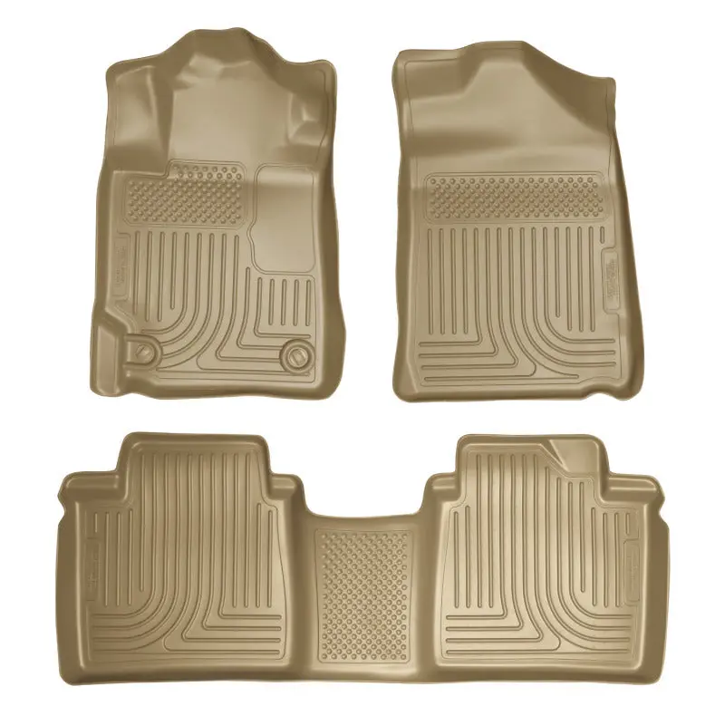 Husky Liners Weatherbeater Floor Mats For 2007–2011 Toyota Camry – Tan Combo Set With One-Piece Second-Row Liner 1