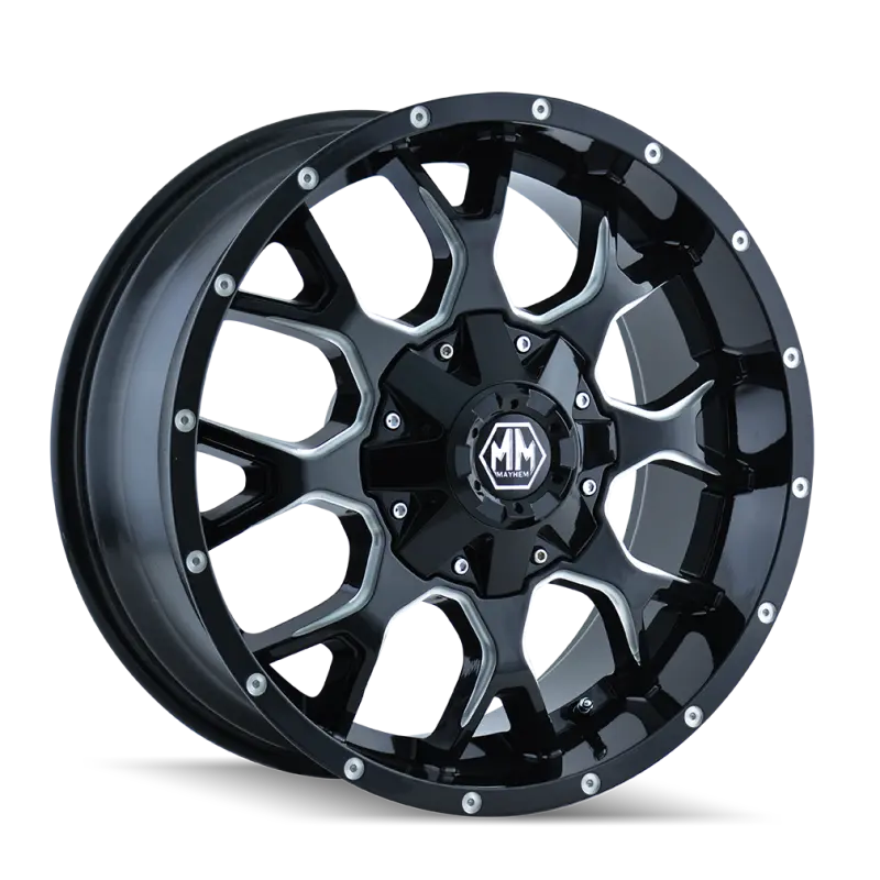 Mayhem 8015 Warrior Alloy Wheel – 17X9", 5X127Mm Pcd, 18Mm Offset, 87Mm Hub Bore, Black W/ Machined Spokes 1