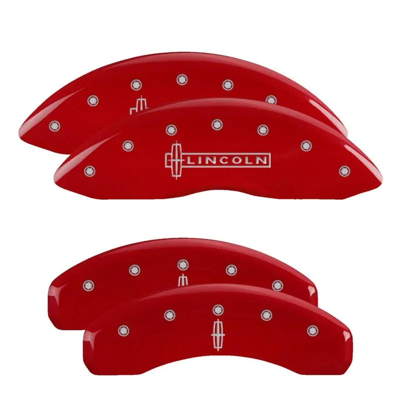 Mgp Engraved 4-Piston Caliper Covers – Front & Rear, Cadillac Red/Silver Finish 1