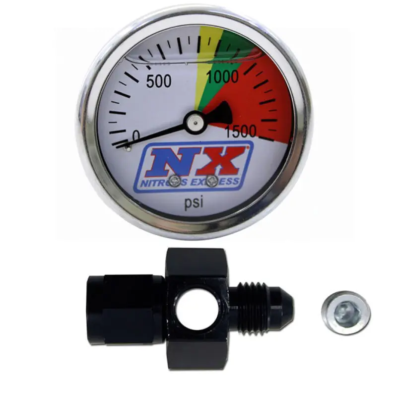 Nitrous Express Flo-Thru Pressure Gauge, 0–1500 Psi, 6An Fitting 1
