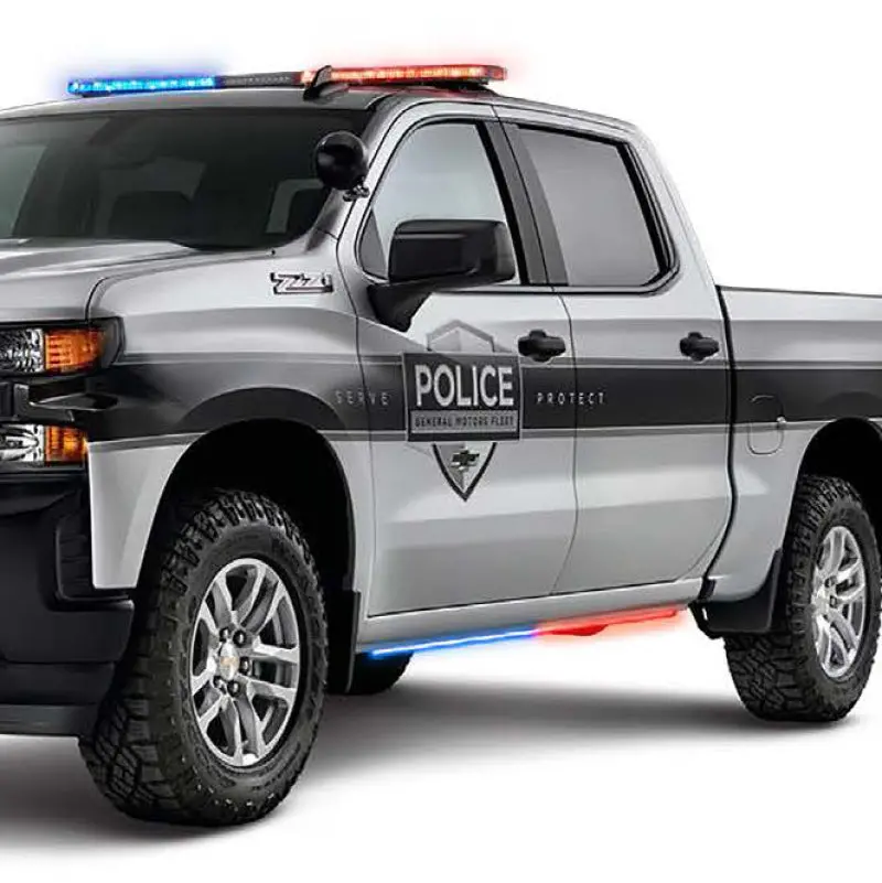 Putco Blade Rocker Panel Sideliners For 2019–2023 Chevrolet Silverado – Red & Blue Accent With White Override Stripe 1