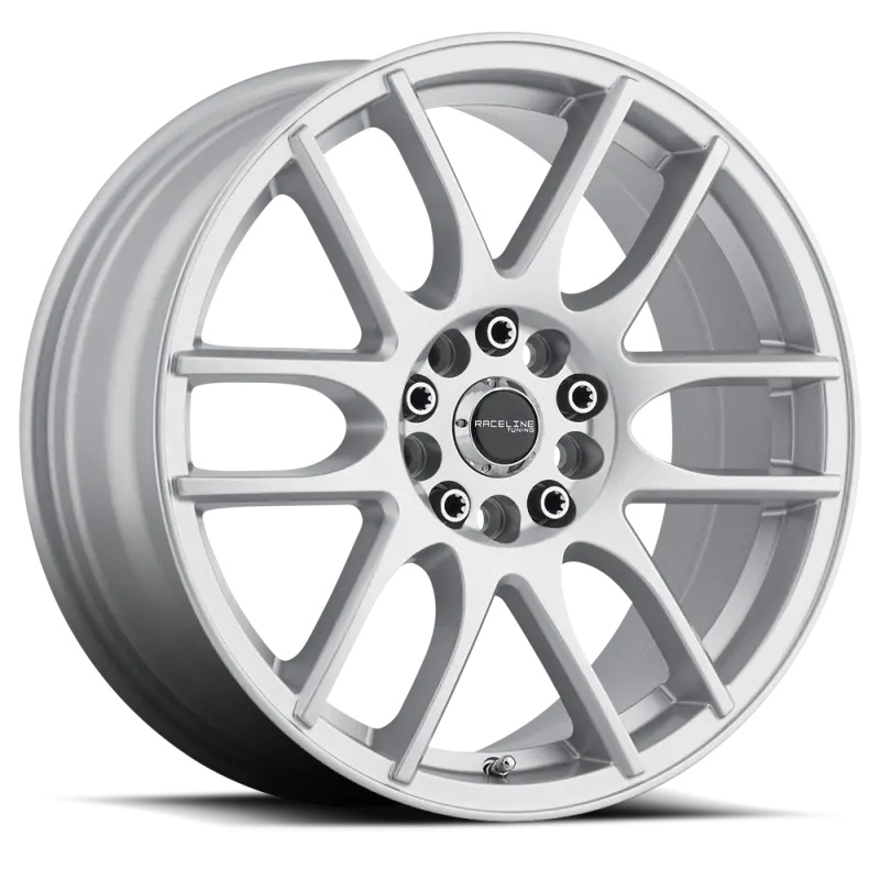 Raceline Mystique Alloy Wheel: 17×7.5 Inches, 5×108/5×114.3 Bolt Pattern, 40Mm Offset, 72.62Mm Bore, Gloss Silver Finish 1