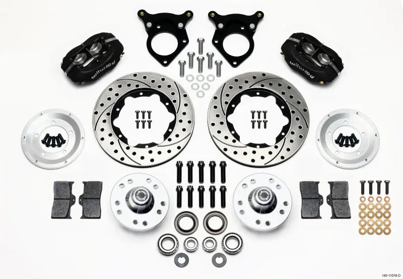 Wilwood Forged Dynalite Front Brake Kit – 11-Inch Drilled Rotors, Designed For 1987–1993 Mustang 5-Lug Applications 1